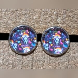 💟 Rainbow Ghostface Handmade Stud Earrings